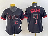 Women's Cincinnati Reds #7 Spencer Steer Black 2023 City Connect Cool Base Stitched Baseball Jersey1,baseball caps,new era cap wholesale,wholesale hats